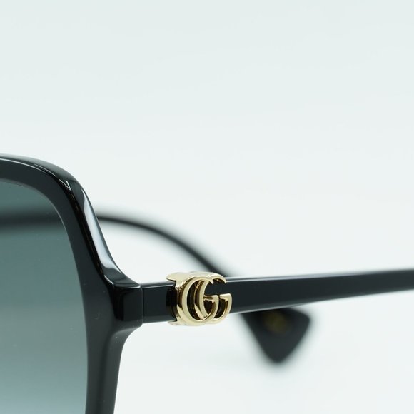 💯 NEW GUCCI GG1072SA 001 SHINY BLACK GREY GRADIENT SQUARE SUNGLASSES - Picture 4 of 11